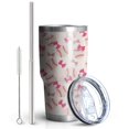 thumbnail image 2 of 30oz Pink Bows and Baseballs Pattern Tumblers Stainless Steel Tumbler with Lid and Straw,Vacuum Insulated Double Wall Travel Tumbler Cups Mug with Cleaning Brush for Coffee,Tea, 2 of 7