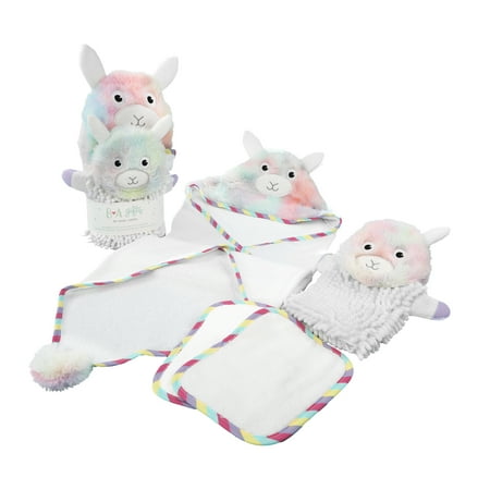 Baby Aspen Rainbow Llama Bath Gift Set, 4 Pc