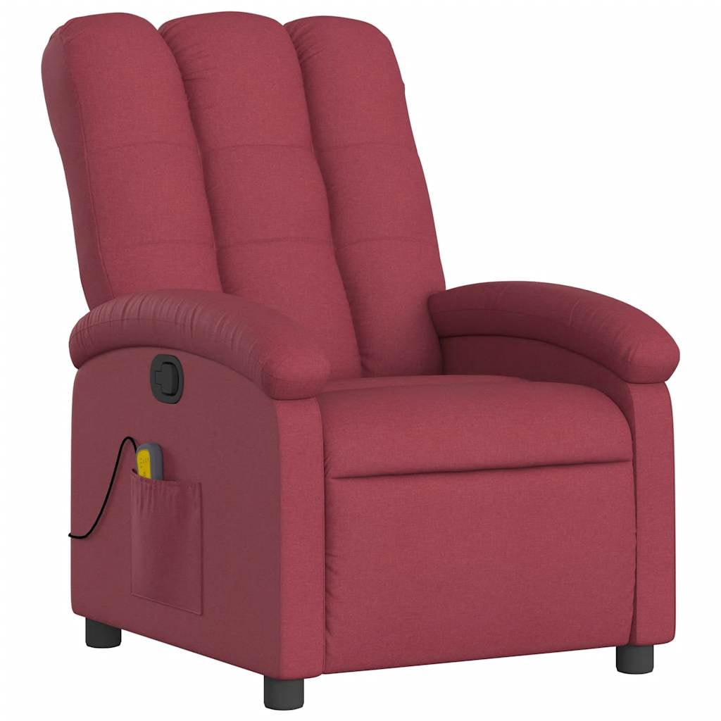 vidaXL Massage Recliner Chair, Adjustable Backrest/ Footrest, Wine Red Fabric Reclining Sofa