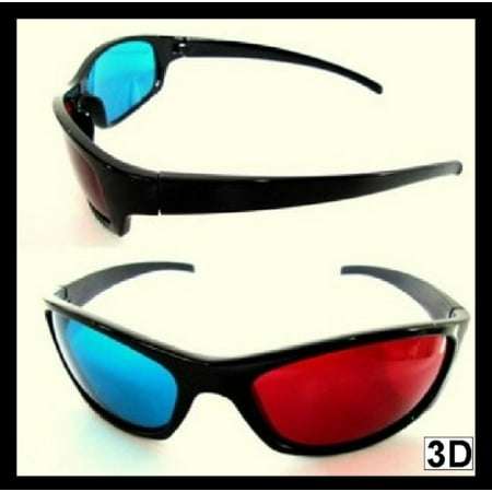 3D Plastic Glasses 2 Pair Red Blue Cyan Movies Games, Red Cyan Plastic Frames for Anaglyph Use - especially good for YOUTUBE and Internet use By 3Dstereo
