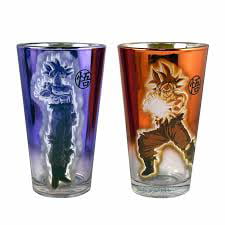 Official Dragon Ball Super Goku Pint/Beer Glasses Purple and Orange color Set of 2 16 oz 