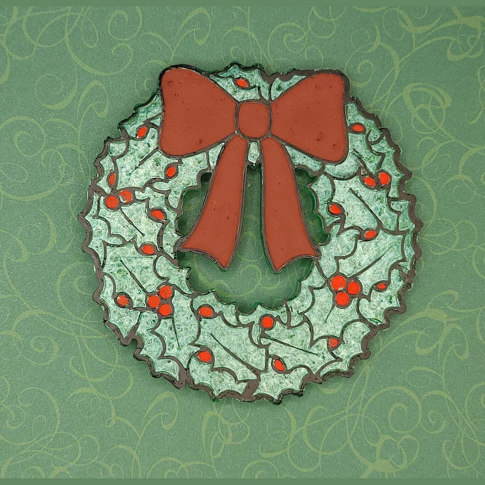 Holly Christmas Wreath Silicone Freshie Mold