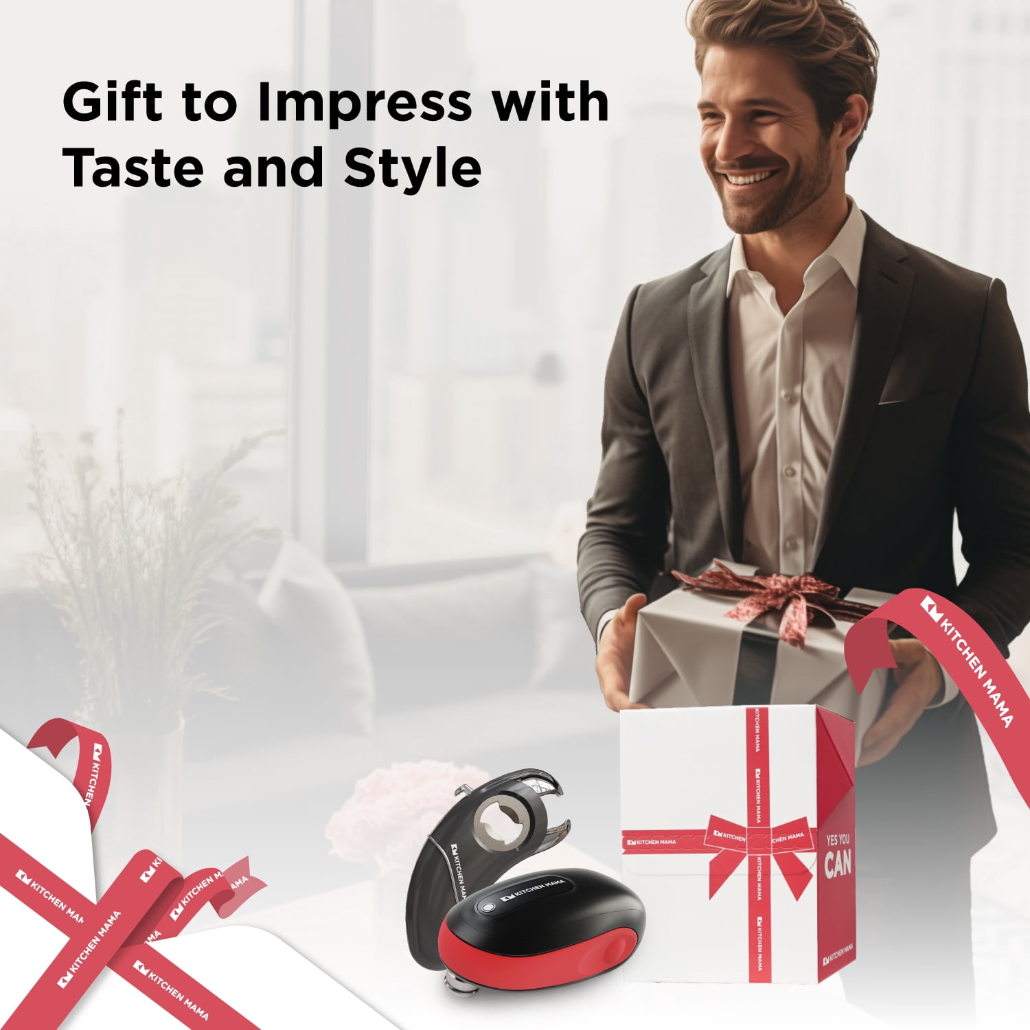 Kitchen Mama One-To-Go Electric Can Opener and 6-in-1 Multifunction Opener Gift Set