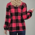 thumbnail image 6 of Womens Plaid Shackets Jackets Fleece Sherpa Jacket Fall Winter Full Zip Overcoat with Pocket, 6 of 6