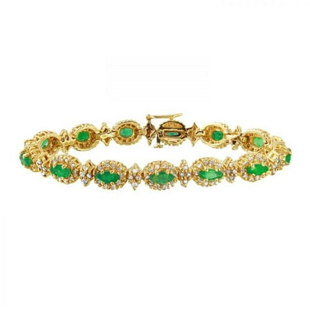 Foreli 5.72CTW Emerald And Diamond 14K Yellow Gold Bracelet