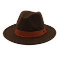thumbnail image 2 of Unisex Elegant Church Fedora Hat Ribbon Band Belt Winter Outdoor Coffee, 2 of 7