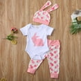 thumbnail image 2 of Kiapeise Baby Easter Cartoon Rabbit Printed Jumpsuit +Cap +Pants Set, 2 of 5