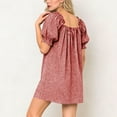 thumbnail image 5 of Women's Square Neck Mini Dress Plaid Short Puff Sleeve Dress Bow-Knot Decor Y2K Trendy Casual Short Dress,XXL,Red, 5 of 6
