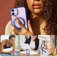 thumbnail image 6 of for iPhone 13 Phone Case & iPhone 14 Case - Magnetic Stand, Ring Holder, Compatible with Mag-Safe - Translucent Matte iPhone 13 & 14 Phone Case 6.1" for Women Men, Purple, 6 of 13