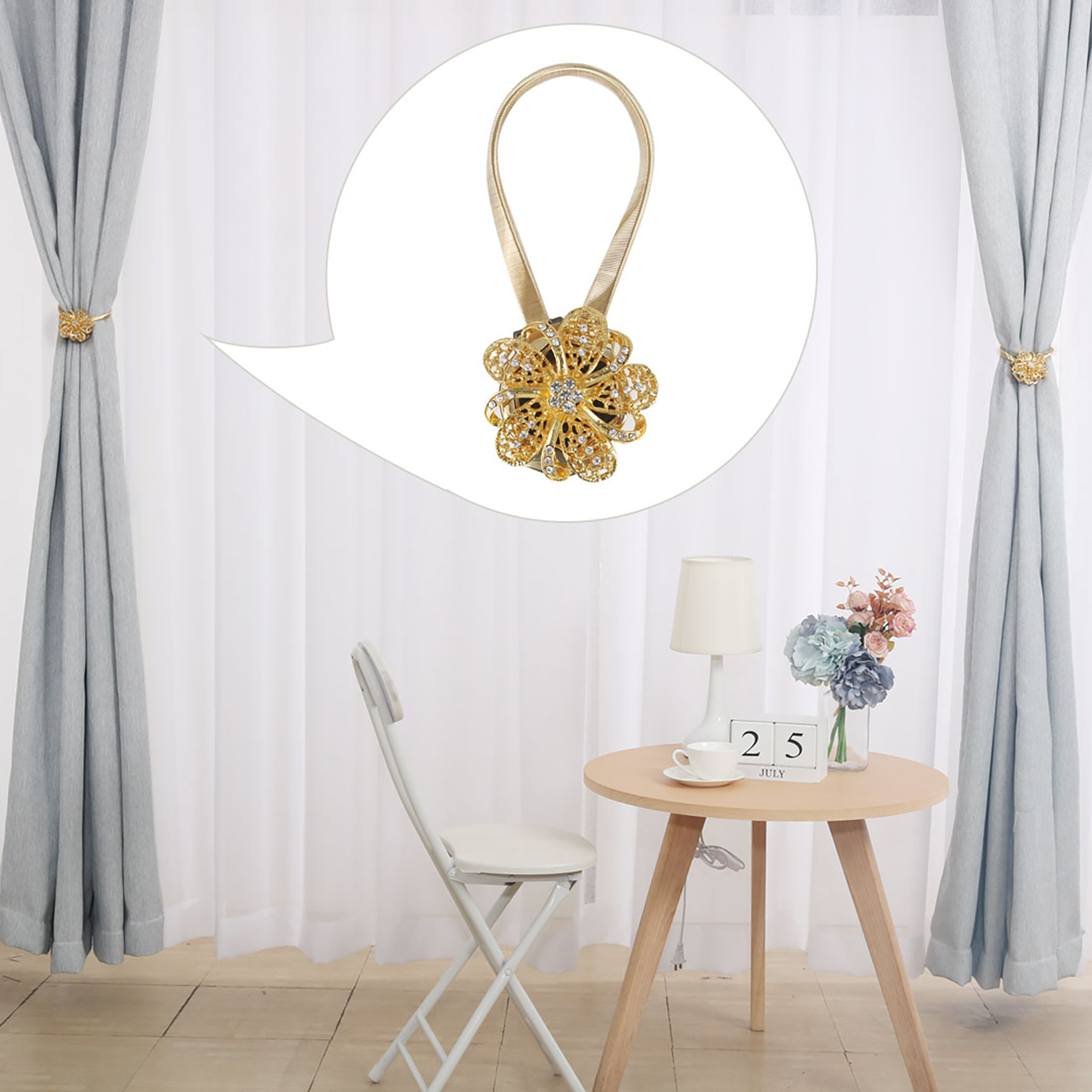 Unique Bargains Curtain Tieback 15.4 Inch Window Curtain Buckle