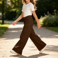thumbnail image 6 of Hzzrkos Girls Wide Leg Sweatpants Casual Elastic Waist Lounge Pants with Side Pockets Soft Winter Warm Trousers Relaxed Fit Everyday Activewear Bottoms, 6 of 8