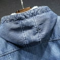 thumbnail image 6 of Denim Jacket Men Denim Jacket Fall Winter Thick Warm Hooded Long Sleeve Jean Jacket Men Blue XXL, 6 of 7
