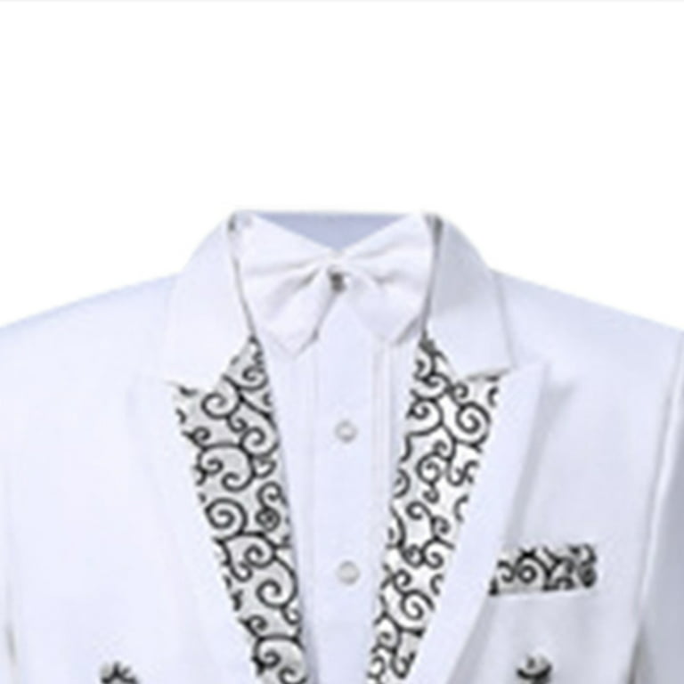SMihono Men's Trendy Suit Balzer Dress Performance Button Front Stretch  Suit Coat Prom Wedding Long Sleeve Tuxedo Slim Fit Elegant Floral Sports  Business Pocket Work Office Lapel Collar White 8 