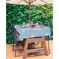 thumbnail image 3 of Fsddascl Blue Snowman Christmas Outdoor Tablecloth - 52x70 Inch Rectangle Dining Table Cover, Xmas Snowflake Birds Waterproof Outdoor Table Cloth with Umbrella Hole & Zipper for Picnic/Patio/Party, 3 of 7