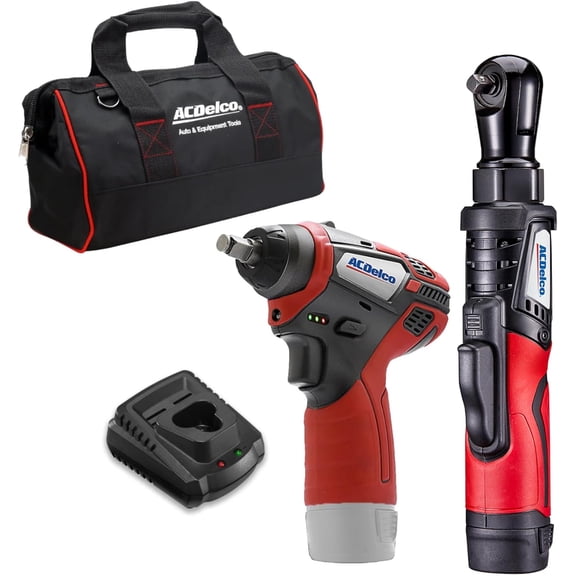 ACDelco ARW12103-K1 G12 Series 12V Cordless Li-ion 3/8" Brushless Rachet Wrench & Impact Wrench Combo Tool Kit with one Batteries