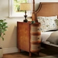 thumbnail image 4 of Tribesigns 3-Drawer Rattan End Table, Solid Wood Sofa Side Table with Vintage Embossed Handles, 4 of 5