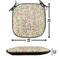 thumbnail image 4 of Ladybugs Chair Seating Cushion Set of 6, Curving Flower Design Ladybugs and Retro Animals Theme Curlicue Swirls, Seat Pads for Office with Anti-slip Backing, 16"x16", Pale Green and Pink, by Ambesonne, 4 of 7