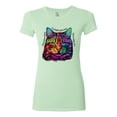 thumbnail image 2 of Wild Bobby, If You're Nice I Might Let You Live With Me Colorful Cat Animal Lover Womens Slim Fit Junior Tee, Mint, X-Large, 2 of 3
