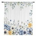 thumbnail image 2 of Flowers Eucalyptus Semi Sheer Curtains Drapes for Living Room, Bedroom, French Doors Window 96 Inches Long, Watercolor Botanical Floral Leaves Rod Pocket Chiffon Curtain Drapery Voile Drape Panel, 2 of 6