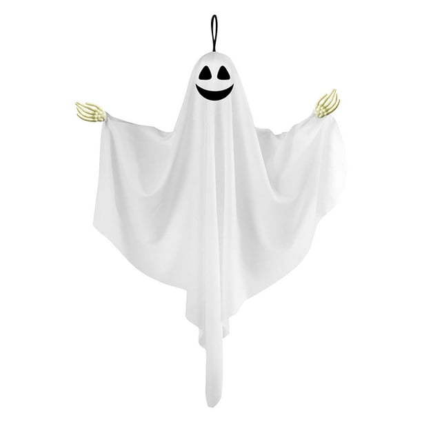 Adorno colgante de fantasmas de Halloween | Diseño de huesos de mano espeluznantes | Expresiones Aterradoras y Adorables | Tela y plástico | Fácil de colgar | Decoración interior exterior