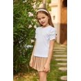 thumbnail image 5 of Arshiner Girls Shirts Summer Cute Classic Puff Short Sleeve Plain Ribbed Knit Crew Neck T-Shirt Tee Tops Blouse Black 9-10 Years 16 Off-white, 5 of 8