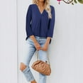 thumbnail image 2 of Timeson 3/4 Sleeve Henley V Neck strectchable Tunic Blouse, Blue, 2 of 9