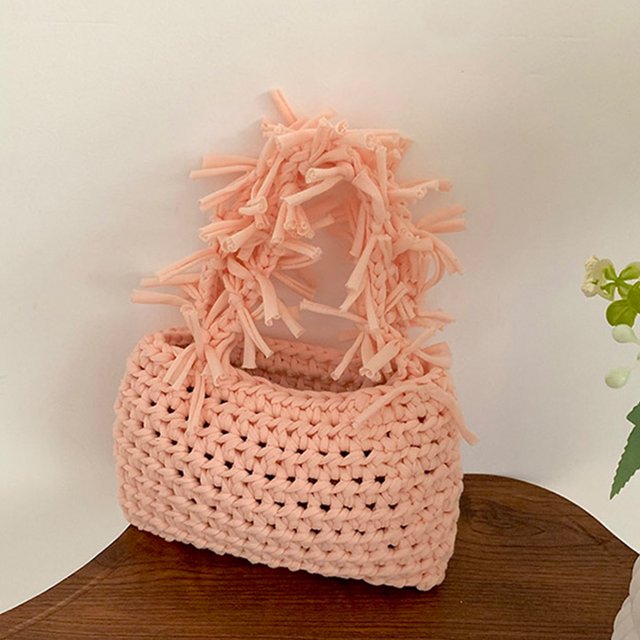 Bolso de mano para mujer, bolso de axila tejido informal, elegante bolso de compras de verano (rosa)