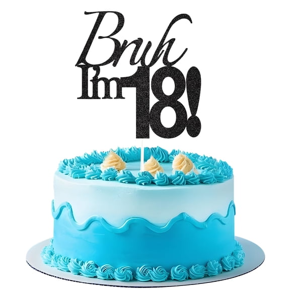 Cake Topper Varpotle Brush I'm 18 Black Glitter para cumpleaños número 18