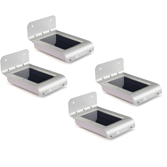 Solar Motion Light 16 LEDs Auto On/Off Security Wireless for Outdoor Garden Wall Fence Step Driveway Stairs Gutter Yard Patio Pool lights(White Light, 4-Pack)