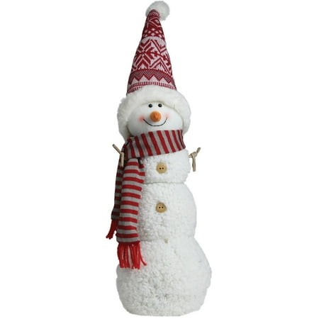Talking Snowman - Northlight Seasonal Snowman with Red/Gray Striped Scarf Christmas Tabletop Decoration