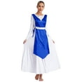 thumbnail image 5 of Kaerm Women Liturgical Worship Dance Outfit Top Metallic Split Lace-Up Sides Tunic with Loose Pants Set Blue XL, 5 of 6
