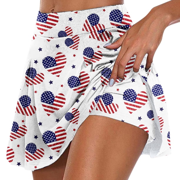 Gibobby faldas de mezclilla para mujer Falda de de tenis con estampado casual para mujer Falda deportiva de yoga Falda corta(Blanco, M)