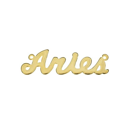 Aries Zodiac Pendant - Zodiac Stamping Pendant Link, Aries Script Font 11.5x34.5mm, 1 Piece, Gold Plated