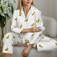 thumbnail image 6 of Logiee Gold Rabbit Print Womens Pajamas Set,Long Sleeve Sleepwear,Button Down Lounge Set 2 Pieces,Soft Nightwear Pjs Set-Small, 6 of 7