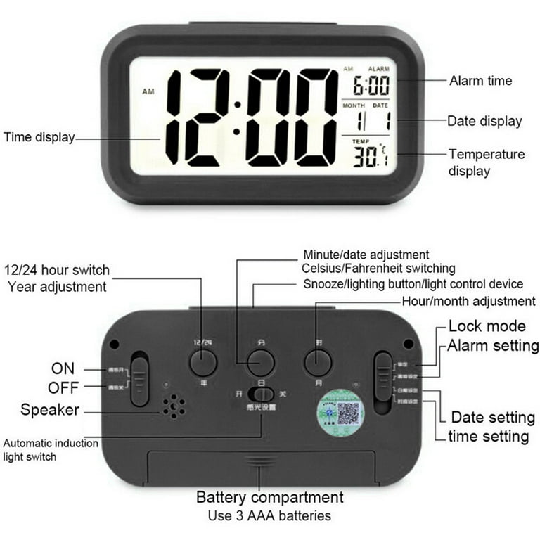 Digital Alarm Table Clock With Automatic Sensor