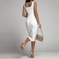 thumbnail image 3 of Aayomet Wedding Guest Dress Women s Casual Solid Color Tank Dress Elastic Dress Summer Sleeveless Basic Midi Dress White S, 3 of 5