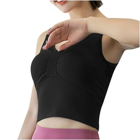 

Sports Bra for Womens Longline Padded Crop Tank Yoga Bras V Neck Breathable Wicking Workout Fitness Tops Underwear
