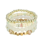 xinqinghao stackable bead bracelets ladies mens stretch multilayer bracelet set multicolor jewelry beige