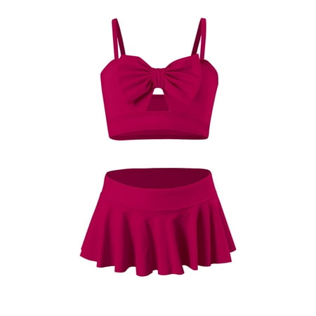 Homenesgenics 2 Piece Outfit for Women Plus Size Swimwear Parent-Child Outfit Mother Daughter Swimsuit Set Children s and Girls Split Swimsuit Set Red 128