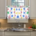 thumbnail image 2 of Yayeee Kitchen Curtains Tier Pair Light Filtering 27"x36" Rod Pocket Short Cafe Window Panel, Blue Retro Triangles, 2 of 7