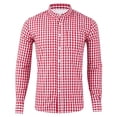 thumbnail image 5 of VeFlora Kids Oktoberfest Lederhosen Shirt, Boys Traditional Bavarian Plaid Stand Collar Long Sleeve Shirt, Lightweight Casual Top for Party and Daily Wear(Red/4-5 Years), 5 of 5