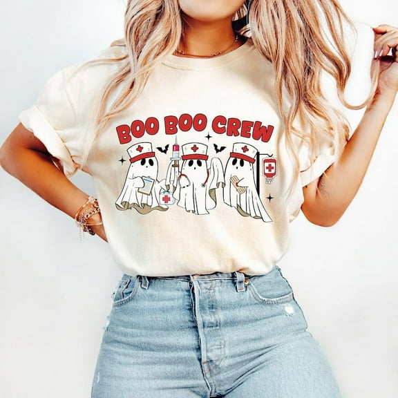 Boo Boo Crew T-shirt, Halloween Nurse Shirt, Halloween Shirt, Nurse Halloween Shirt, Retro Nurse Shirt,Ghost Nurse Shirt,Cute Ghost 160630