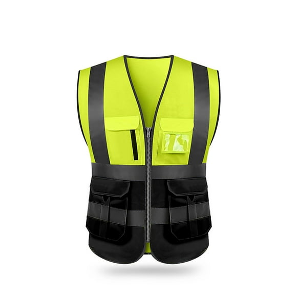 Yeacher High Visibility Reflective Safety Vest Reflective Vest Multi Pockets Workwear Working Clothes Day Night Motorcycle Cycling Warning Safety Waistcoat