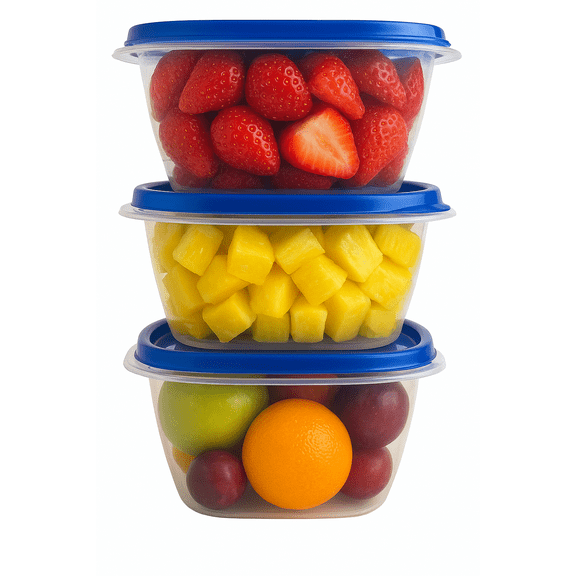 Bellin Food Storage Containers with Blue Lids, 850mL, Set of 3, Clear
