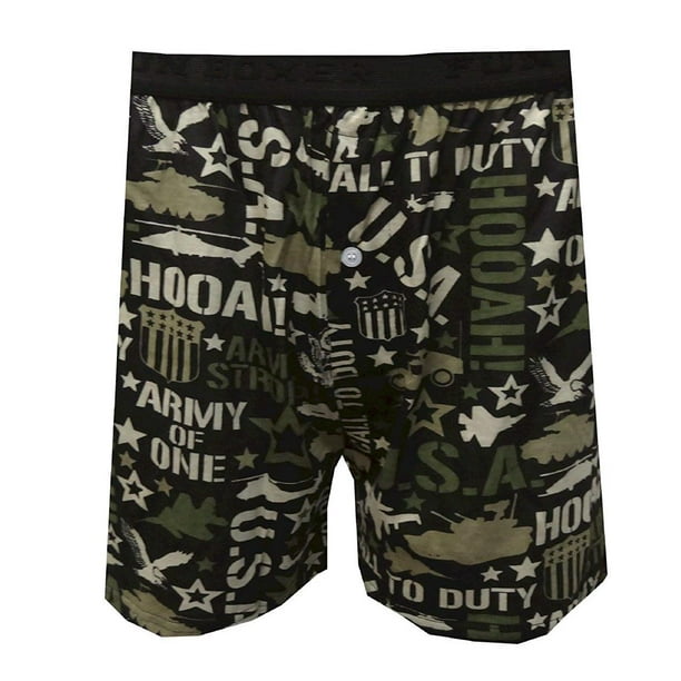 Fun Boxers Mens Boxer Shorts Novelty Cotton Briefs Fun Bottoms, Army
