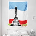 thumbnail image 1 of Eiffel Tower Tapestry, Digital Silhouette in Paris, Wall Hanging for Bedroom Living Room Dorm Decor, 60W X 80L Inches, Deep Sky Blue Dark Coral Pistachio Green and Charcoal Grey, by Ambesonne, 1 of 2