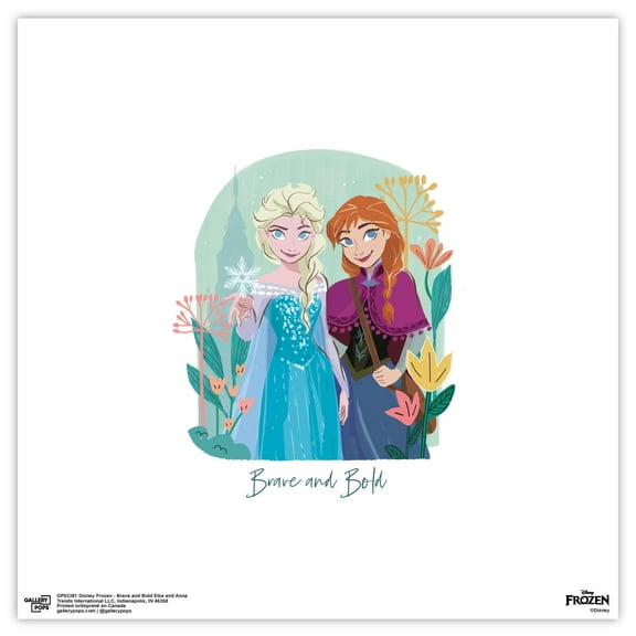 Gallery Pops Disney Frozen - Brave and Bold Elsa and Anna Wall Art, Unframed Version, 12" x 12"