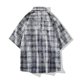 thumbnail image 3 of Mens Manga Corta Botón Abajo Camisas Cuadrado Gira Abajo Cuello Casual Camisa para Hombres, Blusa de Verano de Poliéster, 3 of 7