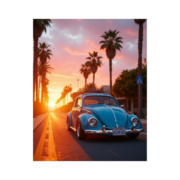 Paint by Numbers Kit for Adults, Classic Car Sunset Palms Paint by Numbers, Easy Paint by Numbers Kit for Adults Beginner, DIY Adult Paint by Number Kits on Canvas, Home Decor