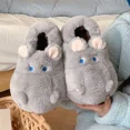 thumbnail image 5 of Creative Cartoon Cute Hippo All-inclusive Plush Cotton Slippers Women's Winter Indoor Plush Warm Comfortable Fluffy Shoes (Gray,40-41), 5 of 7